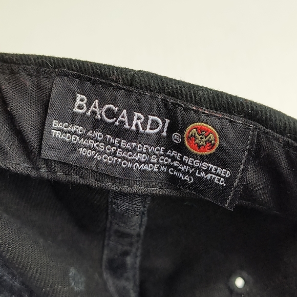 Bacardi Baseball Cap Hat Men's Black Embroidery Bat Logo Head Wear - Picture 6 of 7
